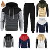 Black Autumn Winter 2025 New Sportswear Tracksuits Men's Casual Plushed Warm Hoodie Set Color Matching Brand 2 Piece Male Outfit
