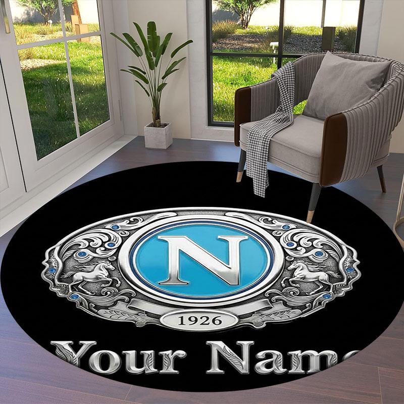 SSC Napoli Custom Name Round Area Rug,Carpet Rug for Living Room Bedroom Sofa Playroom Decor,Non-slip Floor Mat