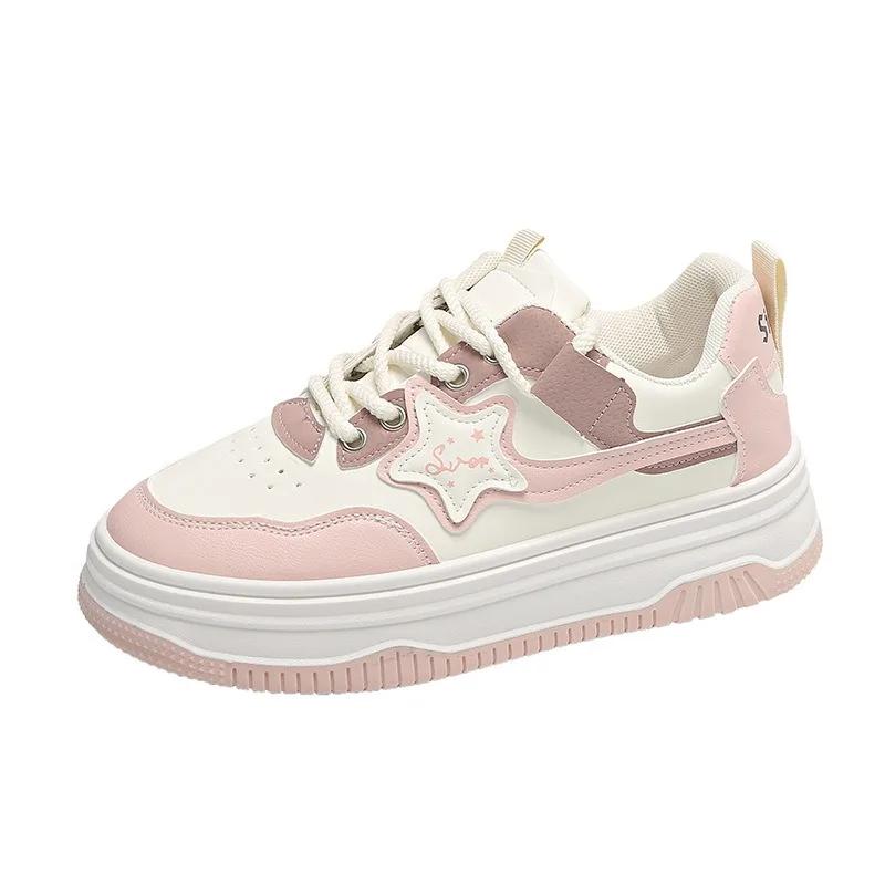 Новые повседневные туфли для скейтбординга, женские кроссовки на платформе, обувь Dopamine Dressing, милые кожаные туфли на плоской подошве для девочек, спортивная обувь для ходьбы и бега