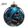 Festive Underwater World Ornaments Ocean Christmas Ball Ornament, Clear Acrylic Sea Life Light-Up Themed Hanging Decoration for Xmas Tree, Holiday