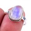 Натуральный Радужный Лунный Камень Драгоценный Камень 925 Проба Цельное Стерлинговое Серебро Кольцо Размер 8 V9a98
