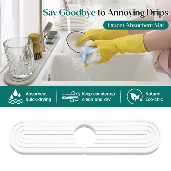 Коврик для крана, защита от брызг, быстросохнущий коврик для кухонного крана, дренажный коврик, впитывающий воду каменный поддон для столешницы в ванной