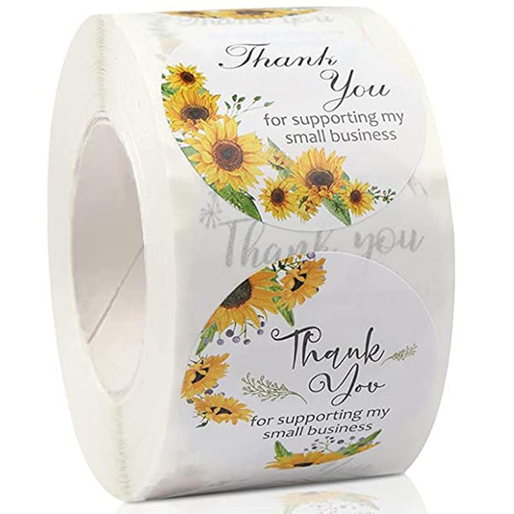 500Pcs/roll THANK YOU Stickers Four Color Business Card Set Customer Business Sealing Sticker Labels Birthday Wedding Gifts Card