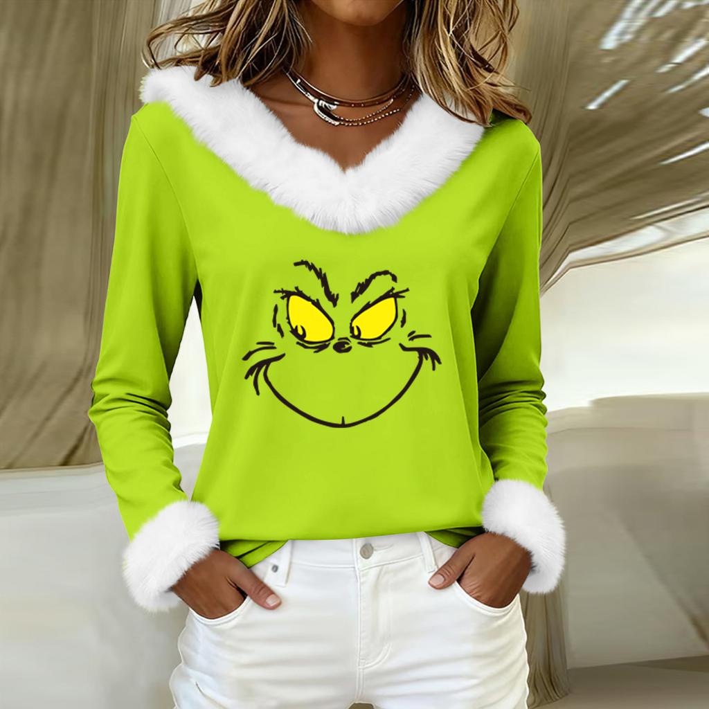 Long Sleeve Shirts For Women Cute Tops Christmas Prints Tees Blouses Casual Plus Size Basic Tops Pullover