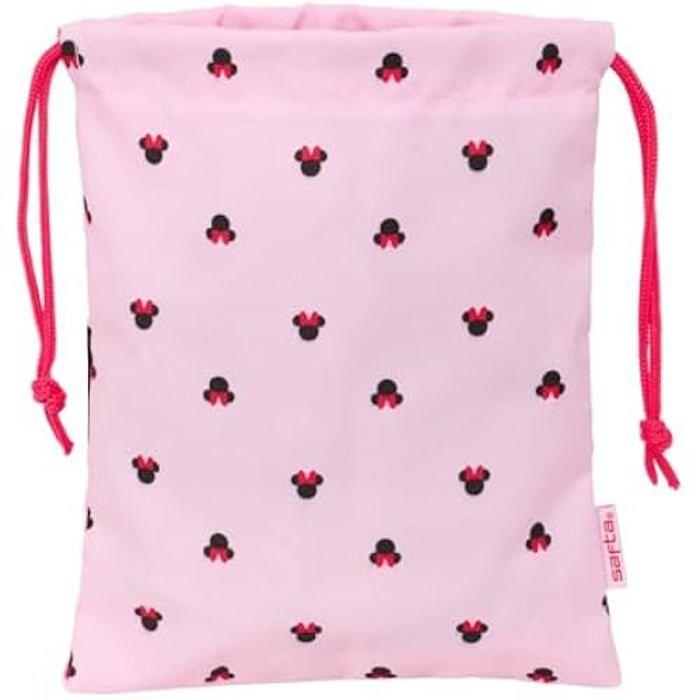 Sac à goûter - SAFTA - Minnie Mouse - 20 x 25 cm - Rose clair - Résistant et pratique