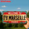 D Flat pc Vintage Marseille France Welcome Signx Inch Aluminum Wall Decor with Eiffel Tower  Mediterranean Cityscape