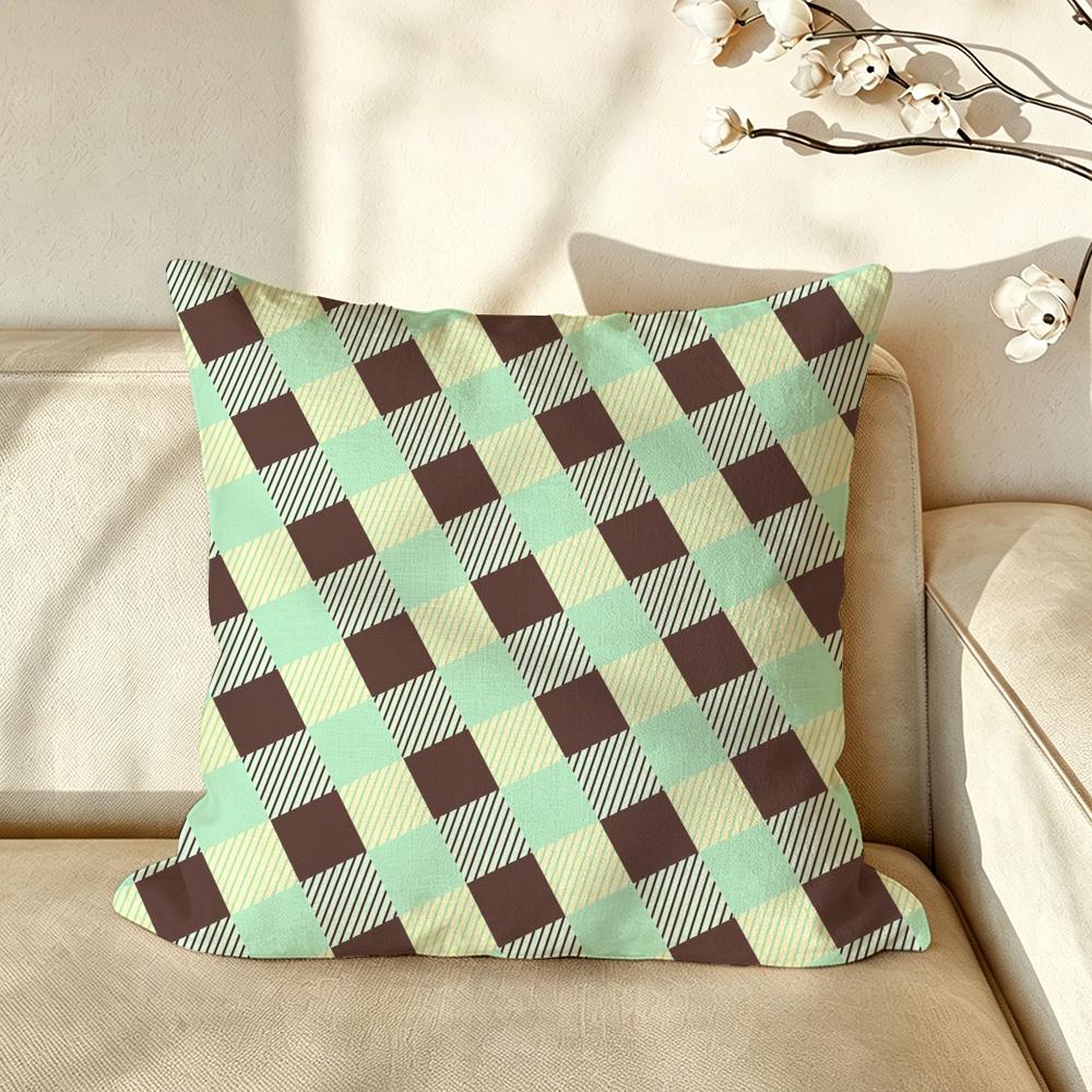 Art PPlaid PPatterns Cushion Cover Pillow Case Antidustmite Pillowcase Silky Short Plush Sofa Cushion Cover hot