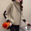Semi-turtleneck Sweater Women's Autumn and Winter Thickened Design Sense Women's Knitted Sweater Winter Velvet Versatile Loose Bottoming Top