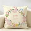 Happy Easter Rabbit Cute Cushion Cover Natural Linen Organic Fabric DoubleSided Printing Room Sofa Decor Pillow Case
