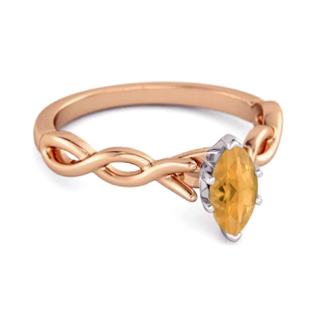 Citrine Marquise Ring - 925 Sterling Silver Rose Gold Vermeil
