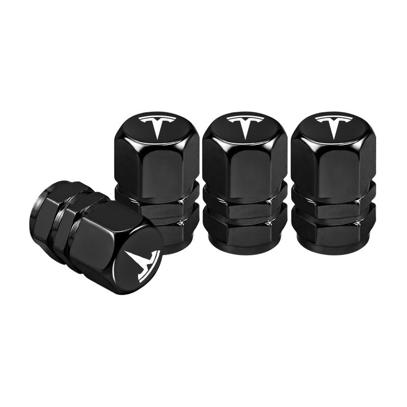 AAAIJ1 4Pcs Aluminum Alloy Car Tire Valve Cap Dust Cover Accessories For Tesla Model 3 Model S Model X Model Y Cybertruck Roadster