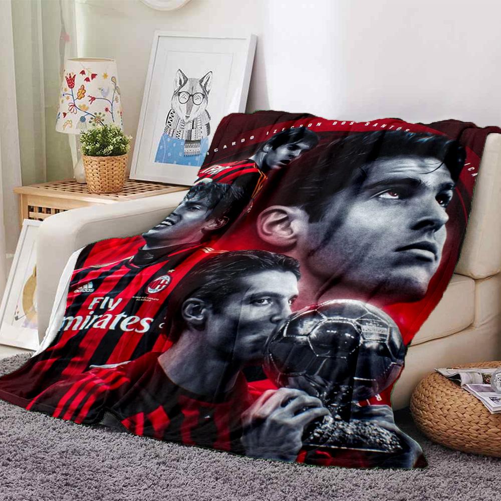 AC Milan Football Star Collage Art Print Flannel Blanket Soft Throw Blanket Sofa Couch Bed Decor Soccer Fan Home Gift