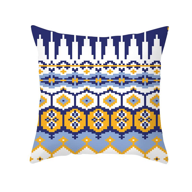Этнический стиль Чехол на подушку для дивана Синий с принтом Персиковая кожа Чехол на подушку Офисная подушка