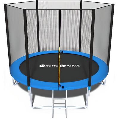Батут - VIKING SPORTS - Синий батут 244 см - Защитная сетка - Лестница в комплекте - До 80 кг