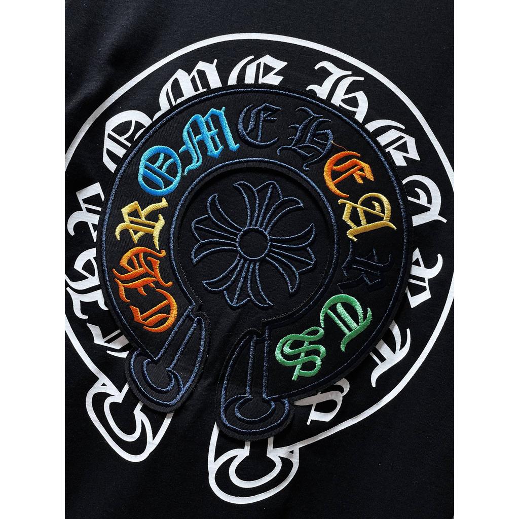 8719 CHROME HEARTS 2025 Летняя новая высококачественная хлопковая свободная футболка с круглым вырезом большого размера для мужчин и женщин, парная футболка