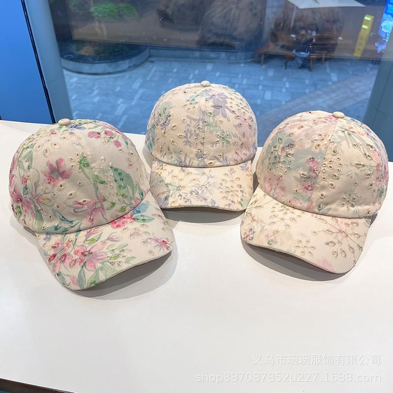 Womens Floral Embroidered Baseball Cap With Adjustable Fit - Sun Protection Hat In Cotton Stylish OL Fashion Accessory