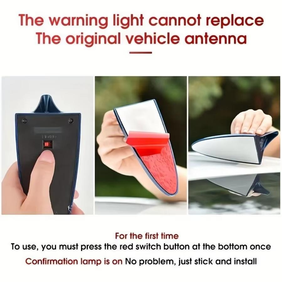 Car Roof Light Solar Flashing Auto Tail Lamp Waterproof LED Warning Strobe Light Shark Fin Shape Flashing Anti-Collision Lamp