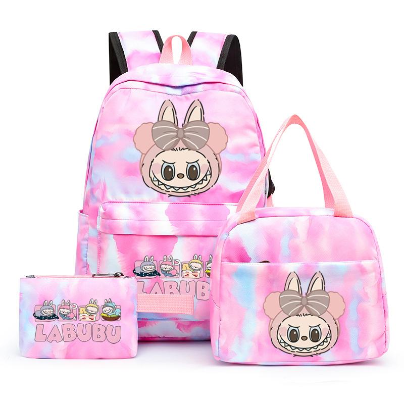 3Pcs/set Printed Backpack with Lunch Bag Pencil Case Student Teenager Boy Girl Bagpack Women's Backpack Set Travel Bag