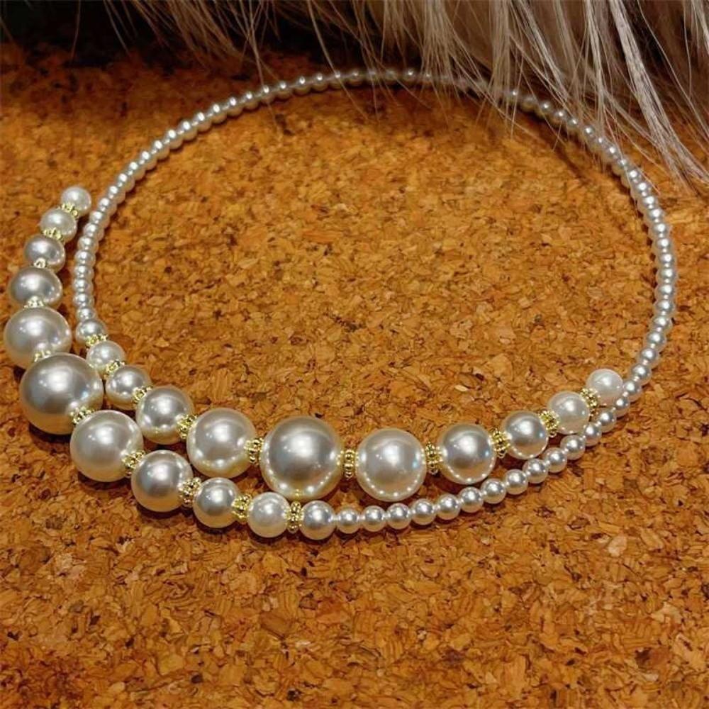 Collar Collarbone Neck Chain Imitation Pearl Clavicle Chain Exaggerated Necklace  Party Jewelry