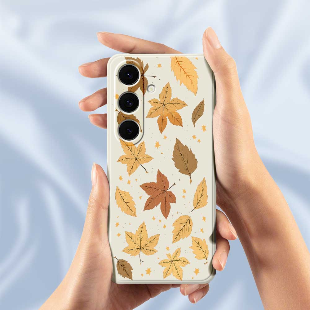 For Samsung Galaxy S25+ Case Maple Leaves Pattern Printing Straight Edge TPU Phone Back Cover