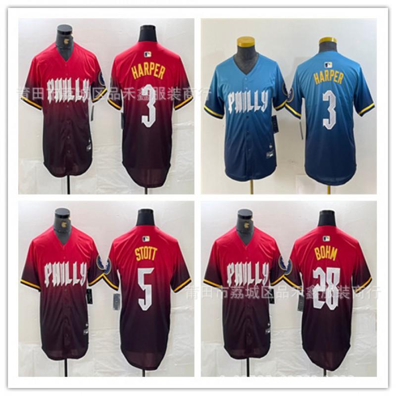 Philadelphia Phillies City Edition Baseball Jersey Harper 3 Turner 7 Realmuto 10 Men Women Cotton Sports Fan Apparel