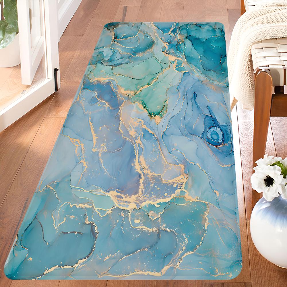 Цвет Синий Золотой Белый Мрамор Ковер для Прихожей Нескользящий Коврик для Прачечной Декор для Прачечной Балкон Детская Гостиная Туалетный Коврик