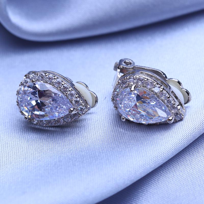 FEEYOO серьги-клипсы для женщин, модные серьги с кубическим цирконием, ювелирные изделия, свадебные серьги