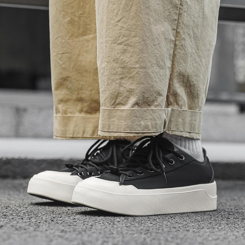 Fashion Autumn Black Canvas Sneakers Men Fashion Casual Platform Men's Skateboard Shoes Outdoor Breathable Non-slip Vulcanized Shoes Man