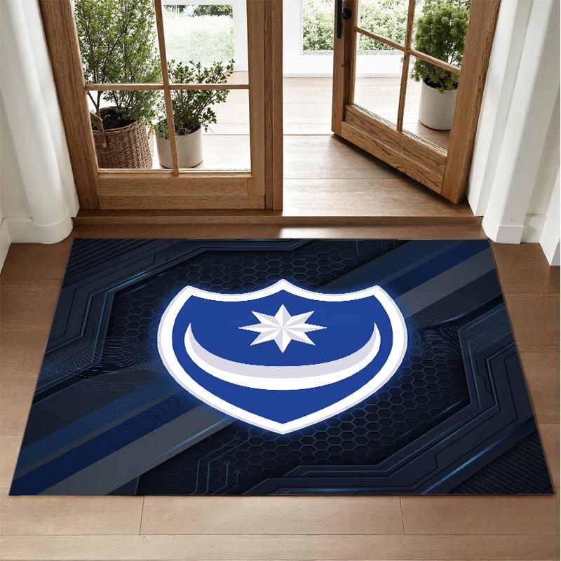 Portsmouth FC Design Crystal Velvet Rug Soft Decorative Mat for Bedroom Entrance