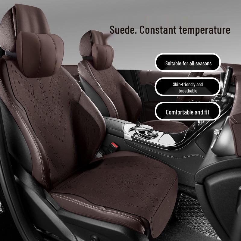 Volkswagen-Compatible Suede Car Seat Cushion, Universal Five-Seater Half-Surround Cover