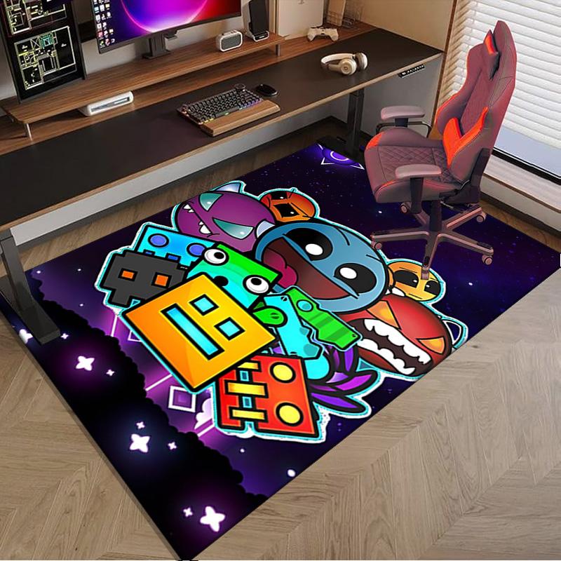 Красочный ковер Geometry Dash, Ковер для офиса, Коврик под стул, Декоративный ковер для гостиной, спальни, Большой размер, Подарки для фанатов, Рождественские подарки