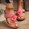 Large Size Toe Cool Slippers Women's Fashion Outer Wear Summer New Flower Wedge Heel Women's Beach Shoes