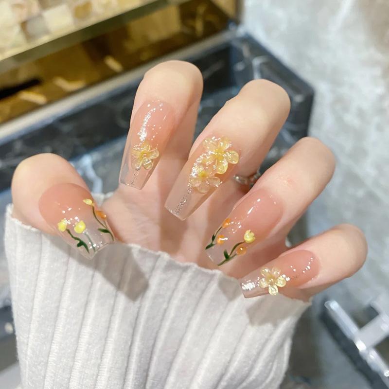 24 шт. носимые ногти поп-блестки Aurora Butterfly Blush накладные ногти для дизайна ногтей с набором для установки