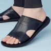 Fashion Home Hotel Slipper Lightweight Summer Slippers Men's Luxury Leather Slippers Non-Slip Sole Comfortable Open-Toe Slide Sandals