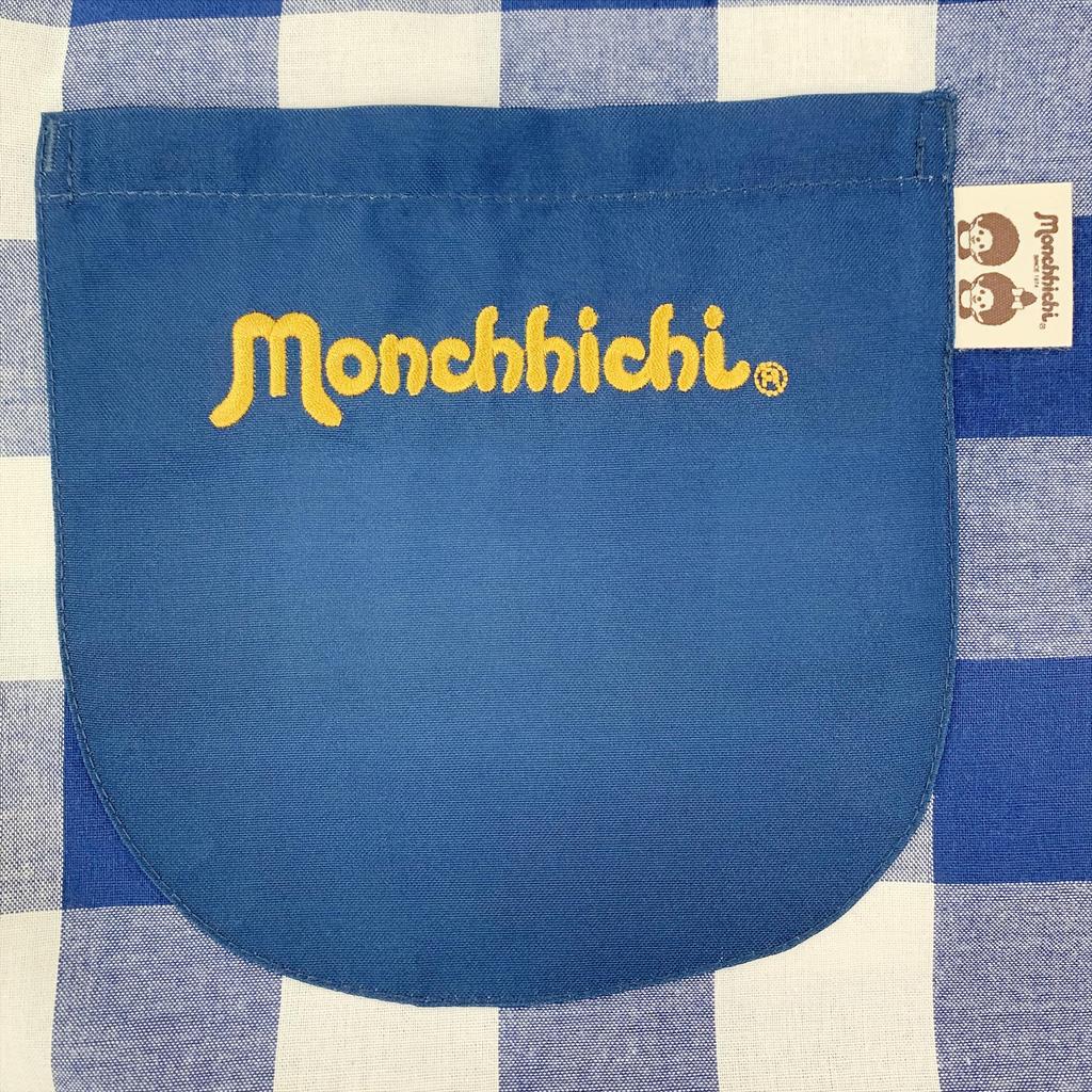 Atelier Momo & Momo Monchhichi Apron, Side Opening, Check Pattern, Blue, Women's, M-L, MA43865-51