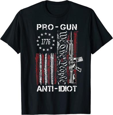 Мужская футболка Pro Gun Anti Idiot Винтажная 1776 Флаг США Вторая поправка Футболка Унисекс