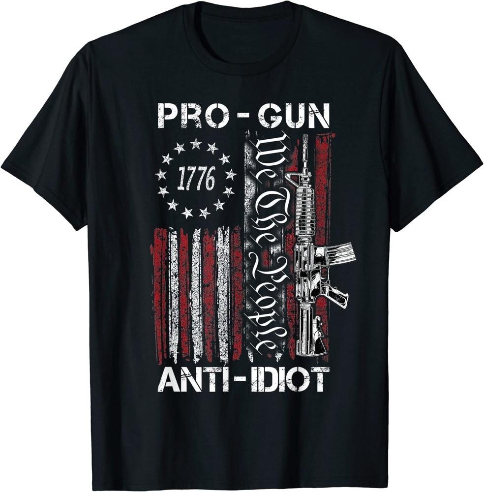 Мужская футболка Pro Gun Anti Idiot Винтажная 1776 Флаг США Вторая поправка Футболка S-5XL Унисекс Футболка
