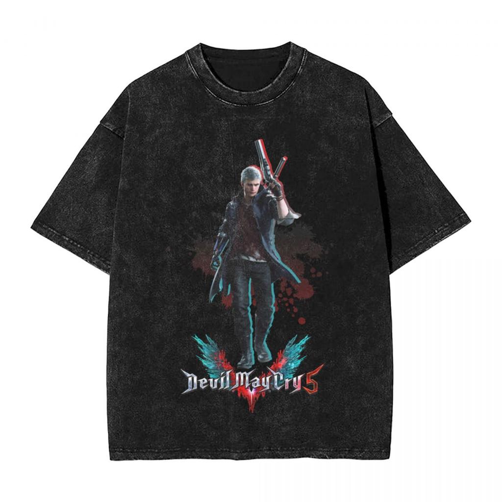 Футболка Devil May Cry Стирка Оверсайз Уличная одежда Хип-Хоп Винтажные Футболки для Мужчин Женщин Одежда С коротким рукавом Хлопковая Футболка