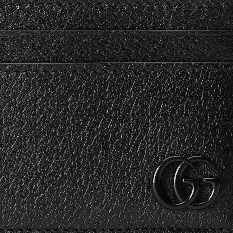 Gucci GG Marmont Простой Однотонный Держатель для карт из кожи с двойным G Мужской Держатель для карт Черный 657588-1T56F-1000