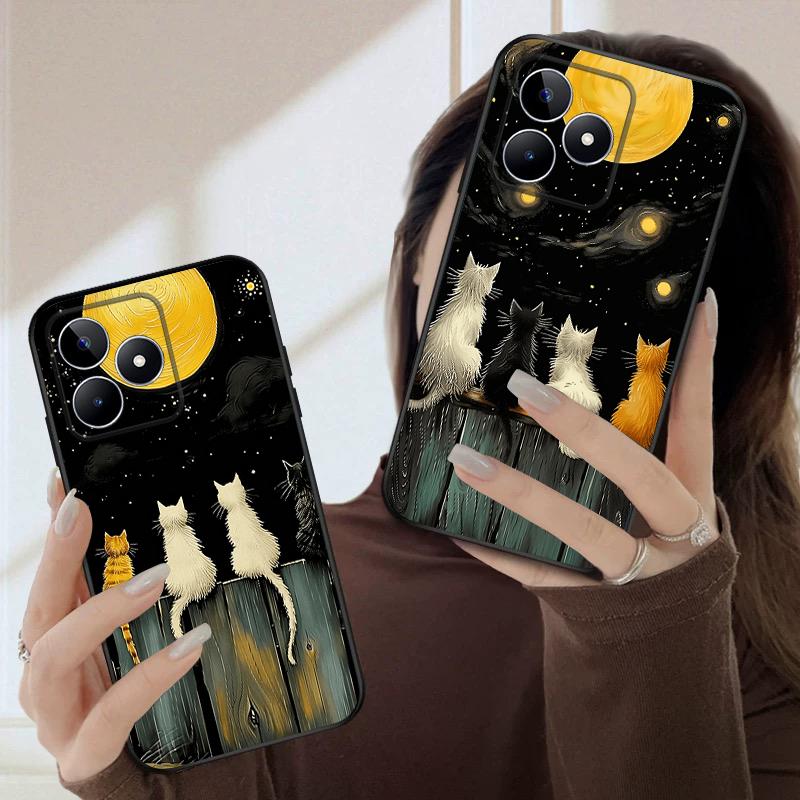 Фоновый Кот Для Oppo Realme 11 12 12X 14 Pro Plus 8 C55 C63 65 67 75 51 53 GT 2 7 Neo 3 5 SE 7 50 силиконовый мягкий чехол для телефона