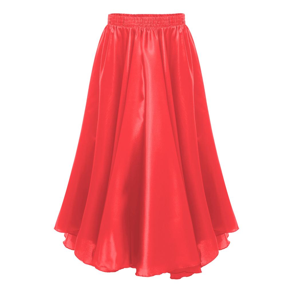 Kids Girls Stylish Dance Clothing Elastic Waistband Large Swing Loose Half-length Skirt