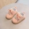 Весенне-осенние туфли на шнуровке для мальчиков и девочек 0-1-2 лет, мягкая подошва, обувь для ходьбы, кожаные туфли с мультяшным рисунком.