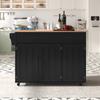 129x46(71)x91.5cm Black Large Dining Cart, Sideboard, Solid Wood Foldable Worktop, Storage Door, Casters/Solid Wood Feet, Suitable for Home Use.
