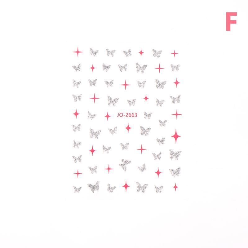 Розовая бабочка Бабочка Бант Наклейки для ногтей Блестящие лазерные 3D бабочки Наклейки для ногтей Клейкая бабочка