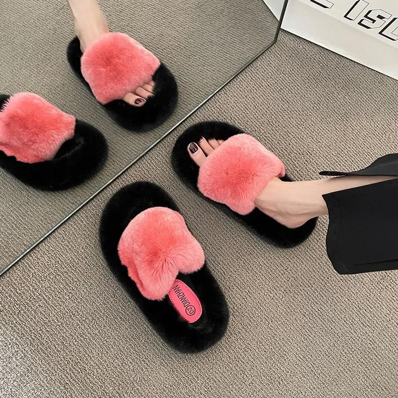 Толстые тапочки женские 2024Новинка зимняя домашняя теплая удобная хлопковая обувь модная повседневная обувь на плоской подошве