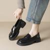 Thick-soled Women's Retro Spring One-footed Black Small Leather Shoes Soft-soled Single Shoes Women