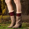 1 пара чехлов на икры для сапог, кружевная отделка, толстые вязаные теплые носки выше колена, высокоэластичные, нескользящие, безногие носки для икр
