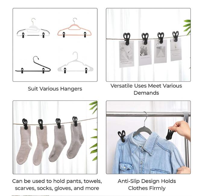 24-Piece Multi-Functional Clothes Clips Finger-Style Children's Clothes Clips Clip-On Plastic Hangers Pants Hanger Clips