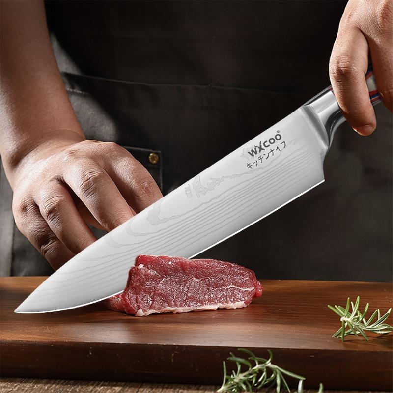 5Cr15MOV Нержавеющая сталь Нож шеф-повара тесак Дамасский узор Кухонный нож Набор японских ножей Сантоку Инструмент для разделки