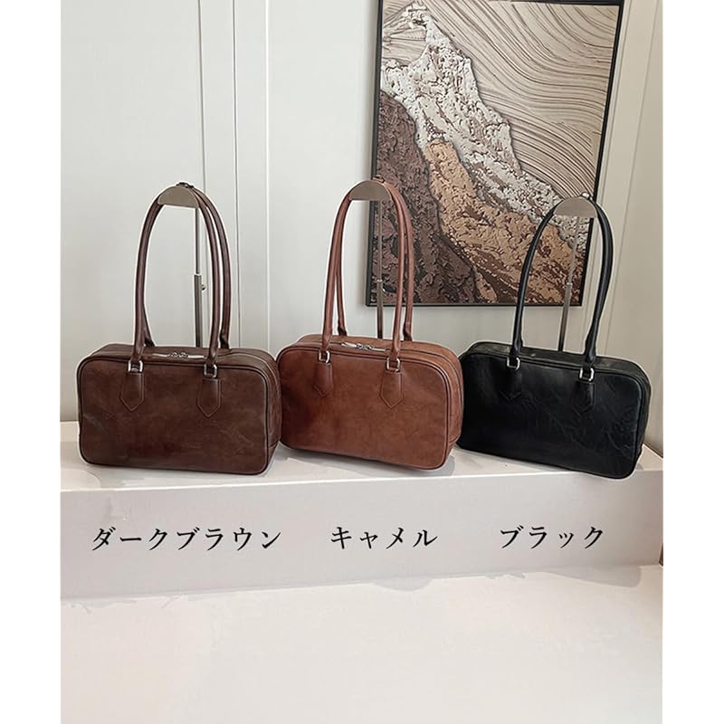 [miniministore] long handle boston bag tote bag Korean style large capacity shoulder bag With zipper wide gusset handbag stylish shoulder bag Women's